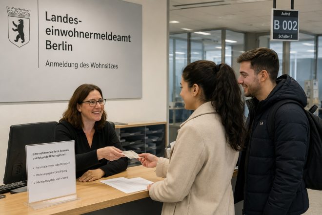 Spanier bei der Anmeldung in Berlin